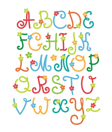 cute childlike alphabet  vector illustrationのイラスト素材