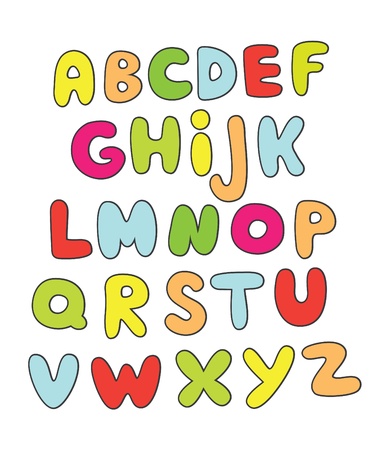 cute childlike alphabet  vector illustrationのイラスト素材
