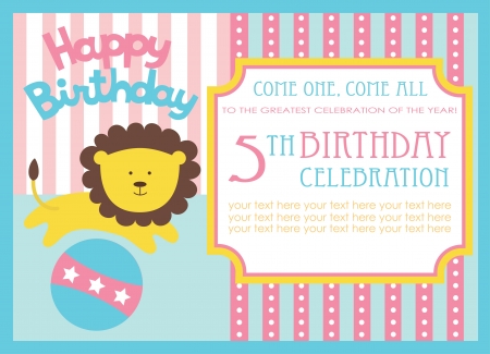 kid birthday invitation card design. vector illustrationのイラスト素材