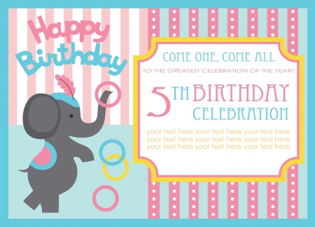 kid birthday invitation card design. vector illustrationのイラスト素材
