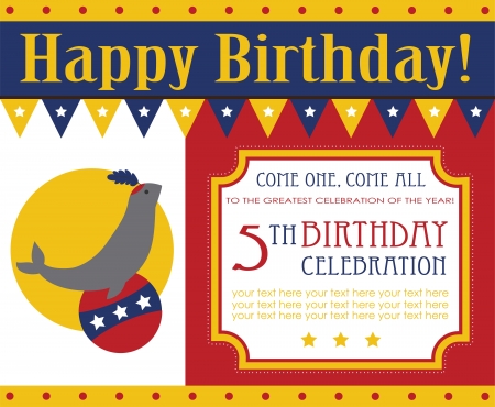 kid birthday invitation card design. vector illustrationのイラスト素材