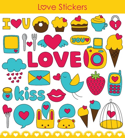 love stickers collection. vector illustrationのイラスト素材
