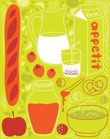 my cute breakfast card design. vector illustrationのイラスト素材
