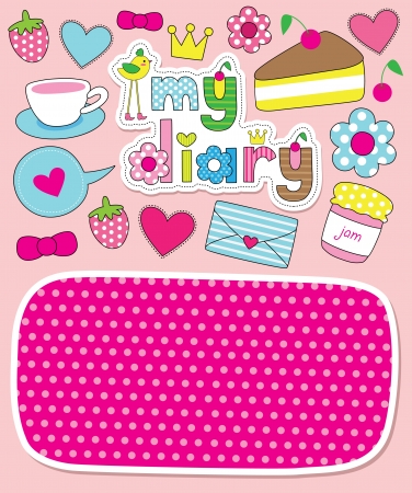 dear diary scrapbook elements  vector illustrationのイラスト素材