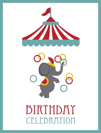 kid happy birthday card design. circus animal. vector illustrationのイラスト素材