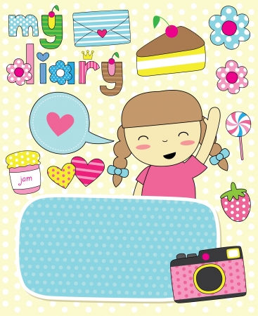 dear diary scrapbook elements  vector illustrationのイラスト素材