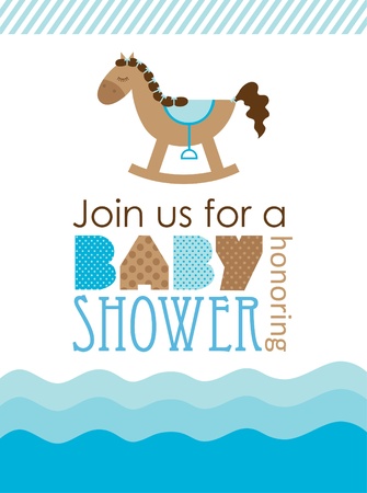 baby shower design, cute toy horse. vector illustrationのイラスト素材
