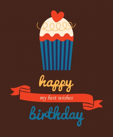 happy birthday card with fun muffin. vector illustrationのイラスト素材