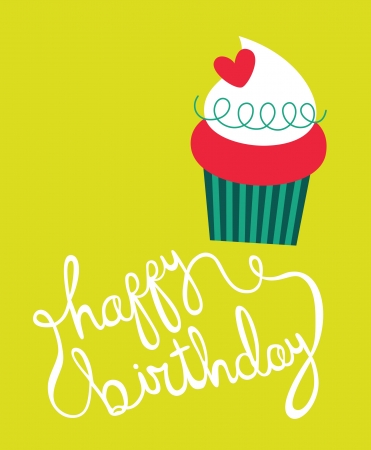 happy birthday card with fun muffin. vector illustrationのイラスト素材