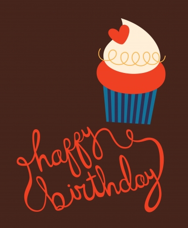 happy birthday card with fun muffin. vector illustrationのイラスト素材
