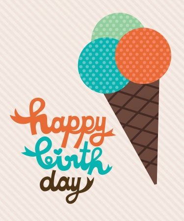 cute happy birthday card with cupcake  vector illustrationのイラスト素材