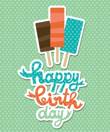 happy birthday card with ice cream  vector illustrationのイラスト素材