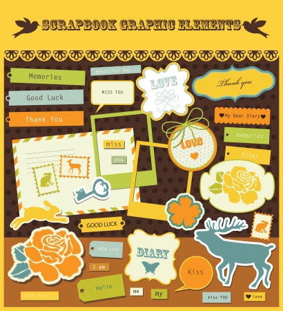 cute scrapbook elements  vector illustrationのイラスト素材