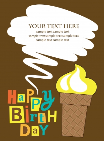 cute happy birthday card with cupcake  vector illustrationのイラスト素材