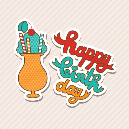 cute greeting card with ice cream. vector illustrationのイラスト素材