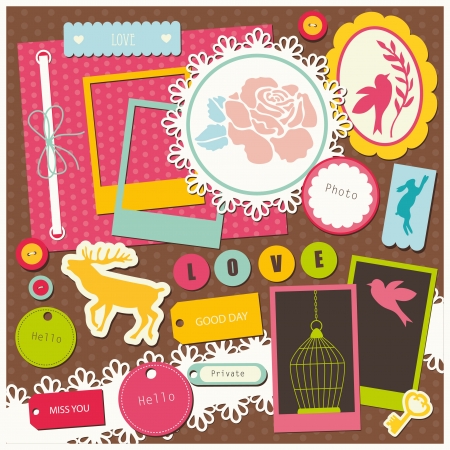 cute scrapbook elements  vector illustrationのイラスト素材