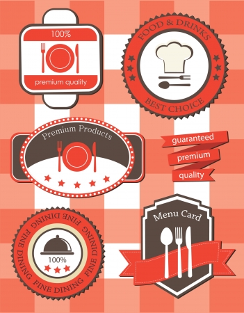 collection of retro food and drinks labels  vector illustrationのイラスト素材