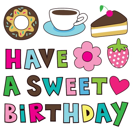 sweet happy birthday card  vector illustrationのイラスト素材
