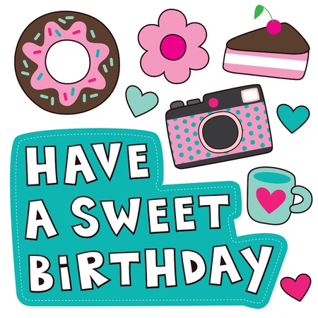 sweet happy birthday card  vector illustrationのイラスト素材