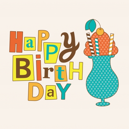 cute greeting card with ice cream  vector illustrationのイラスト素材