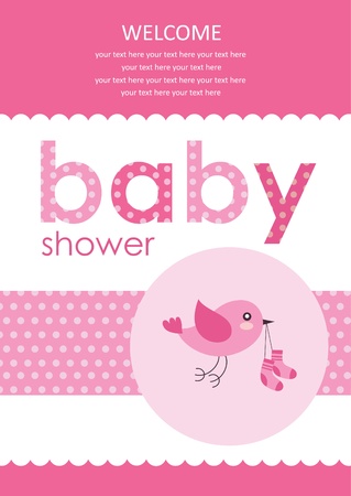 baby girl announcement card  vector illustrationのイラスト素材