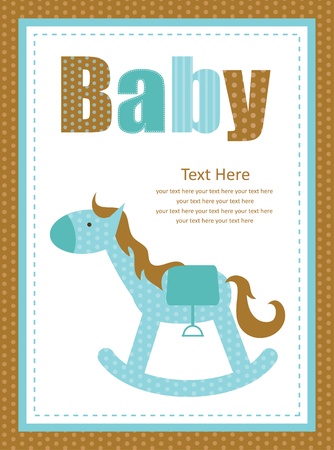baby shower design, cute toy horse  vector illustrationのイラスト素材