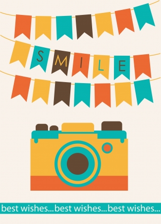 cute card with camera  illustrationのイラスト素材