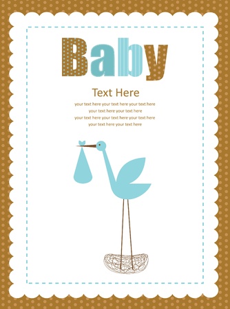 cute baby boy arrival card  illustrationのイラスト素材