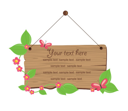 wooden board with convolvulus illustrationのイラスト素材