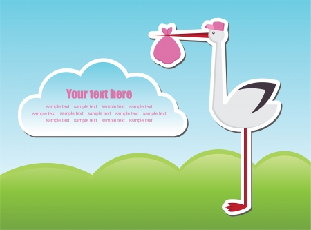baby girl announcement card. vector illustrationのイラスト素材