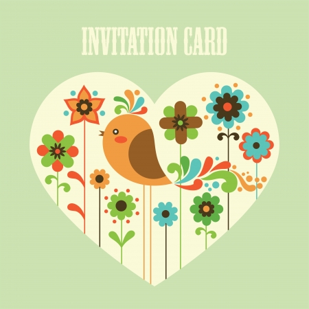 cute card with deco bird. vector illustrationのイラスト素材
