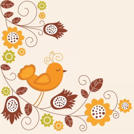 cute bird in the garden. vector illustrationのイラスト素材