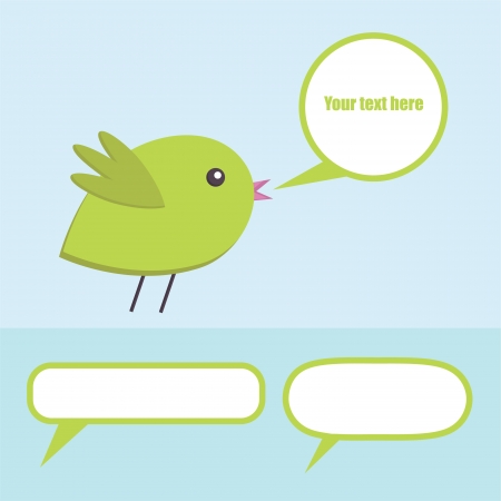 cute bird with empty bubble charts for text. vector illustrationのイラスト素材