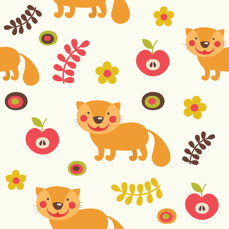 pattern with cute cat. vector illustrationのイラスト素材