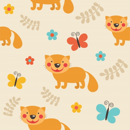pattern with cute cat. vector illustrationのイラスト素材