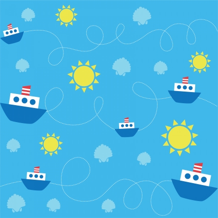 cute childlike sea pattern. vector illustrationのイラスト素材