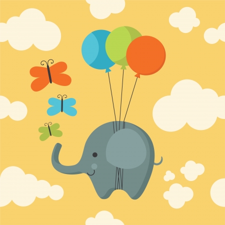 childlike pattern with cute elephant. vector illustrationのイラスト素材