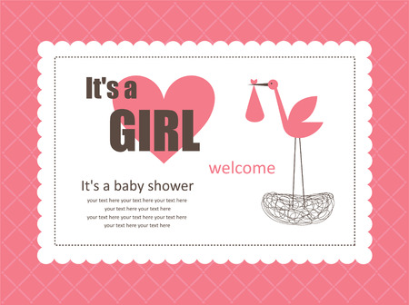 baby girl announcement card. vector illustrationのイラスト素材