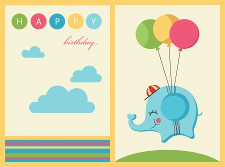 cute happy birthday card. vector illustrationのイラスト素材
