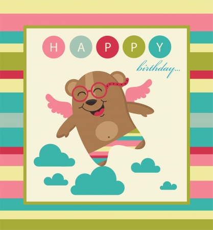 cute happy birthday card. vector illustrationのイラスト素材