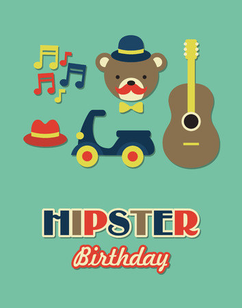 hipster birthday card. vector illustrationのイラスト素材