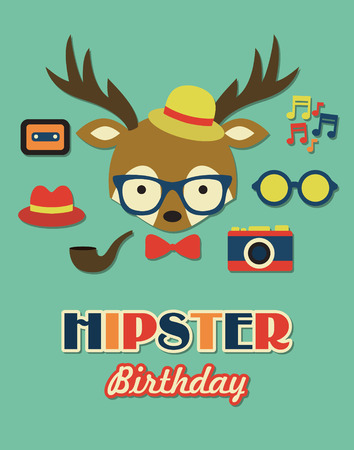 hipster birthday card. vector illustrationのイラスト素材