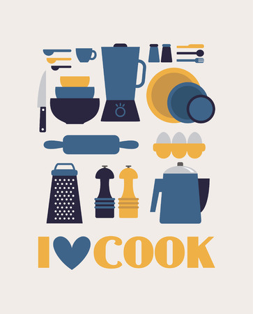 I love cook card design. vector illustrationのイラスト素材
