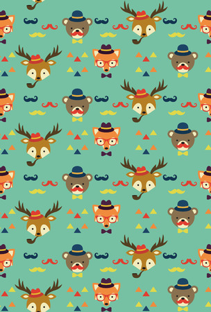 hipster animal pattern design. vector illustrationのイラスト素材