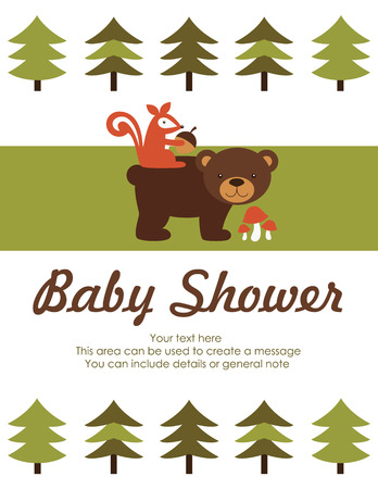 forest baby shower theme. vector illustrationのイラスト素材