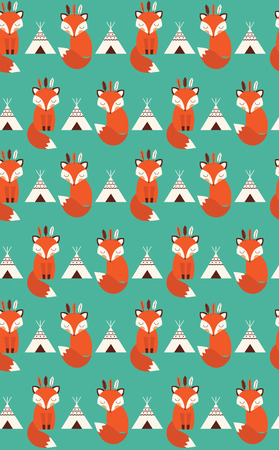 cute seamless pattern with indian fox. vector illustrationのイラスト素材