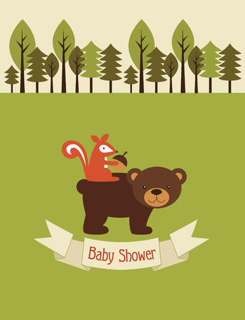 forest baby shower card design. vector illustrationのイラスト素材