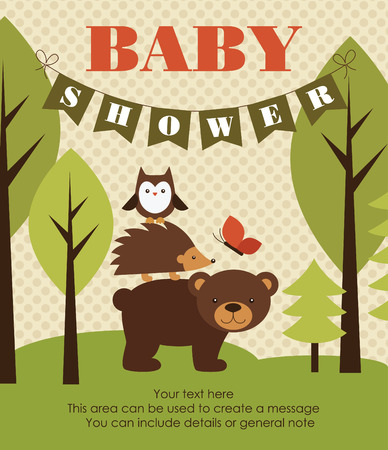 forest baby shower theme. vector illustrationのイラスト素材