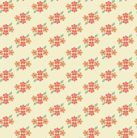 cross stitch floral seamless pattern design. vector illustrationのイラスト素材