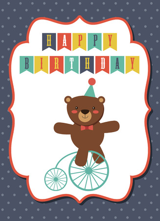 circus happy birthday card design. vector illustrationのイラスト素材
